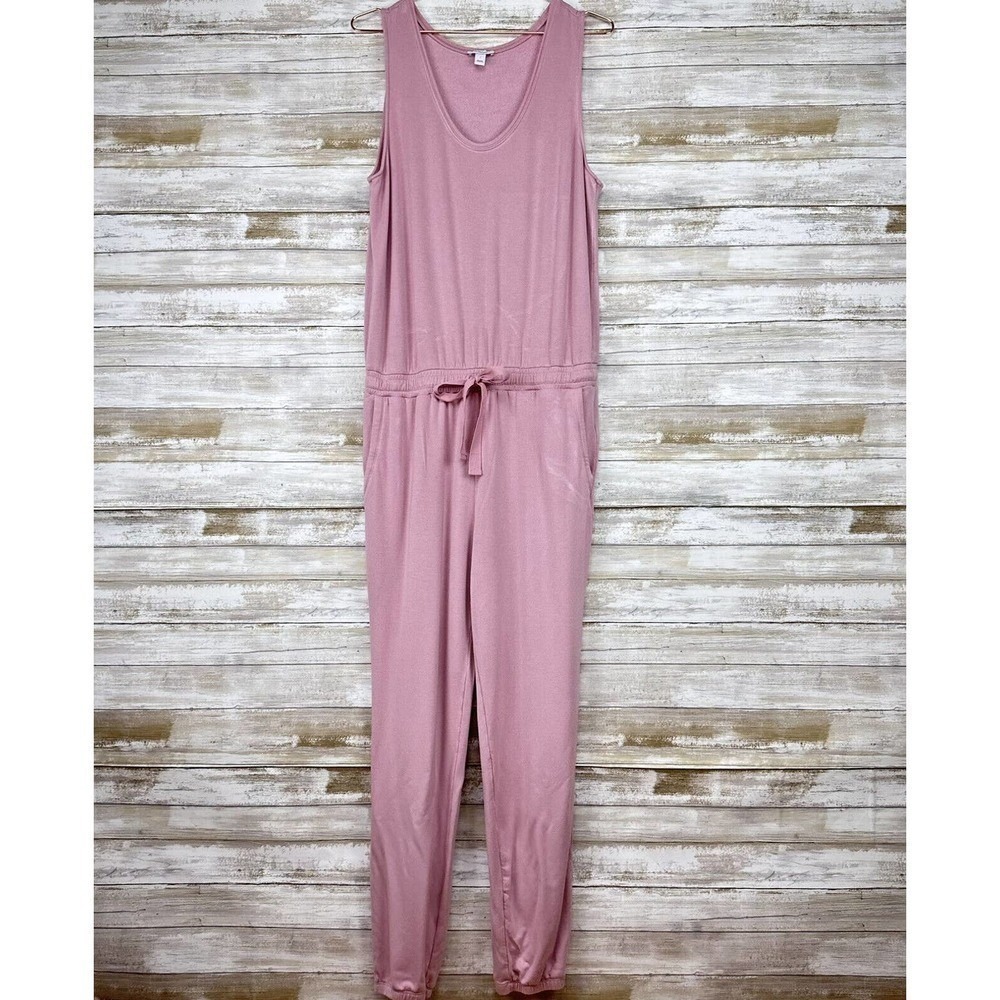 Daily‎ Ritual Women's Jumpsuit Large Supersoft Terry Sleeveless Scoopneck Pink - Picture 2 of 14